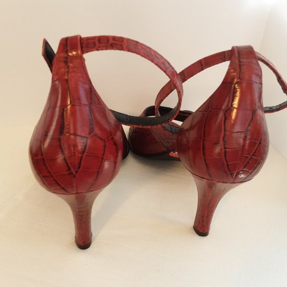 Franco Sarto Red Leather Heels | Sandals | New! 8 - Picture 5 of 14